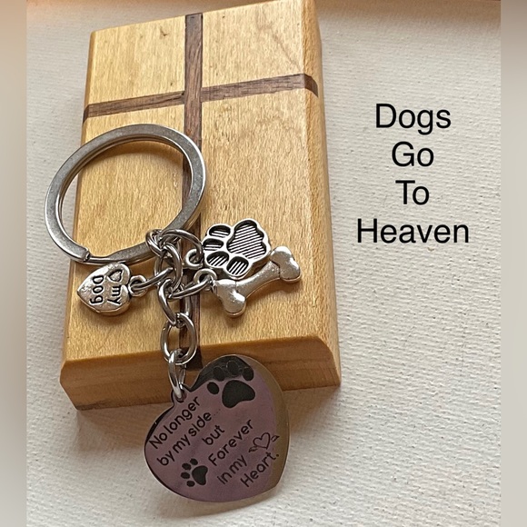 Dog Sympathy Keychain Bereavement Gift for Friend..All Dogs Go to Heaven - Picture 1 of 6